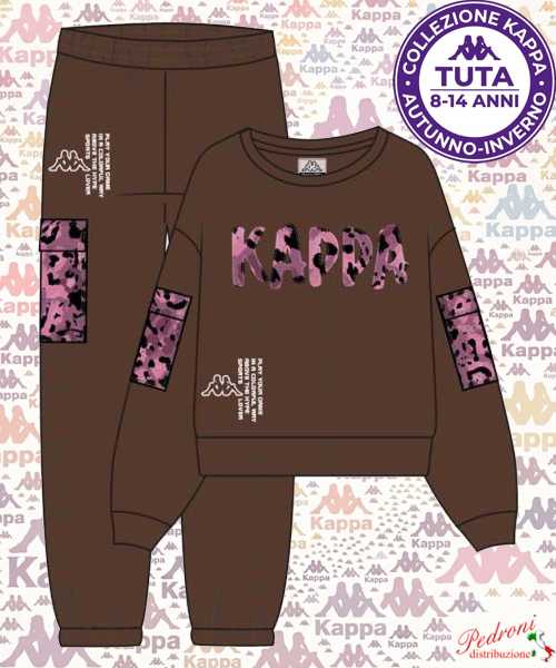 #KAPPA# COMPLETO TUTA RAGAZZA Felpata 018T 8/14 Anni CIOCCOLATO