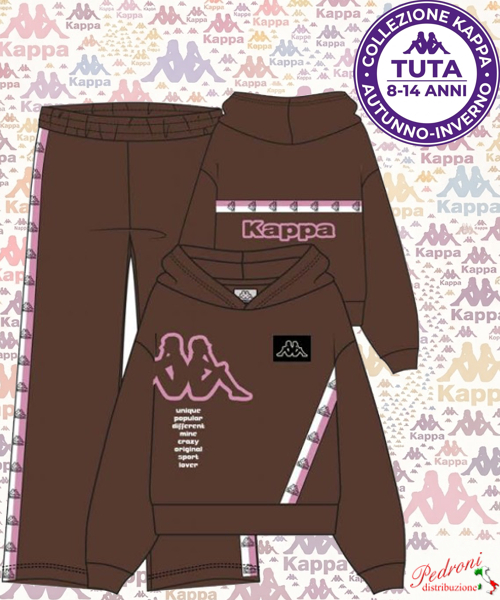 #KAPPA# COMPLETO TUTA RAGAZZA Felpata 022T 8/14 Anni CIOCCOLATO