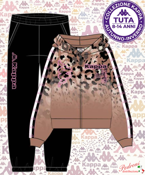 #KAPPA# COMPLETO TUTA RAGAZZA Felpata 026T 8/14 Anni MOKA