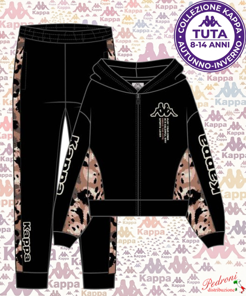 #KAPPA# COMPLETO TUTA RAGAZZA Felpata 027T 8/14 Anni BLACK