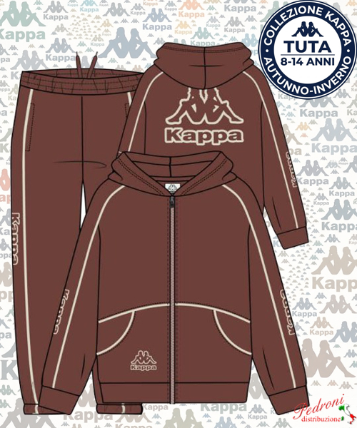 # KAPPA # TUTA RAGAZZO Felpata 023T 8/14 Anni CASTAGNA
