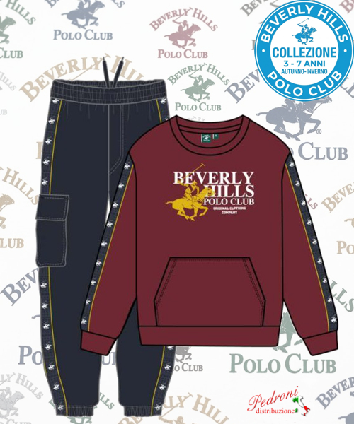 * POLO BEVERLY * TUTA BAMBINO Felpata 016K 3/7 Anni MELOGRANO