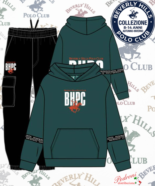 * POLO BEVERLY * TUTA RAGAZZO Felpata 022T 8/14 Anni FOREST