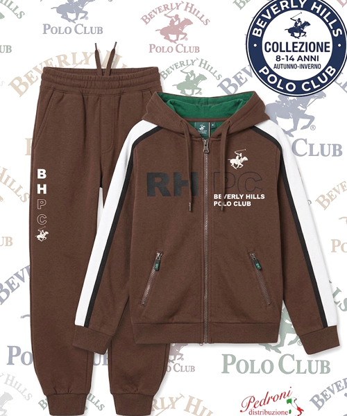 * POLO BEVERLY * TUTA RAGAZZO Felpata 029T 8/14 Anni CIOCCOLATO