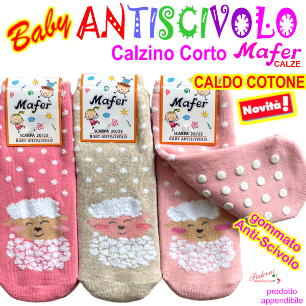 MAFER Calza ANTISCIVOLO BABY in CALDO COTONE Tg.17/23 BAN9220