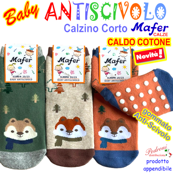 MAFER Calza ANTISCIVOLO BABY in CALDO COTONE Tg.17/23 BAN9217