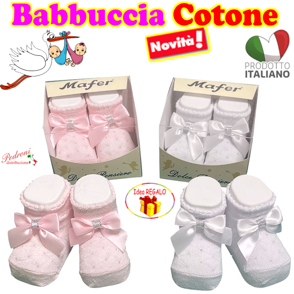 * NOVITA' * Babbuccia Baby COTONE "FIOCCO" MAFER WSC8779 2 Col.