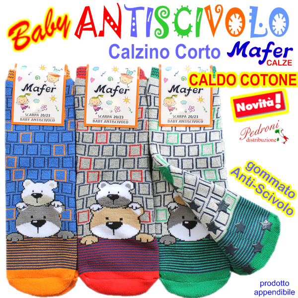 MAFER Calza ANTISCIVOLO BABY in CALDO COTONE Tg.17/23 BAN7221