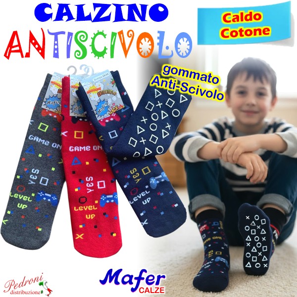 MAFER Calza ANTISCIVOLO Bambino CALDO COTONE Tg.22/33 RAN7343