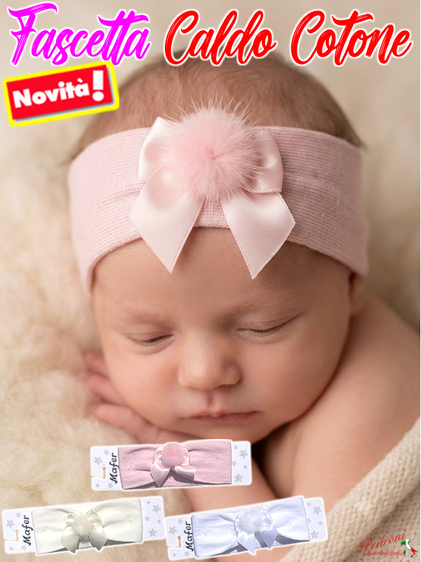 Fascetta NEONATA in COTONE art.WSF7529 in 3 Colori Fascetta NEONATA in COTONE art.WSF7529 in 3 Colori