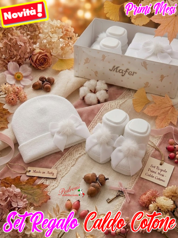 *MAFER* SET REGALO BABY in CALDO COTONE art.WSE7521 Bianco