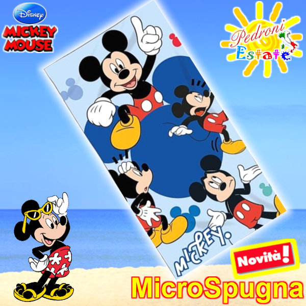MICKEY DISNEY Telo mare "Micro-Spugna" misura 70x140 art.WD3615