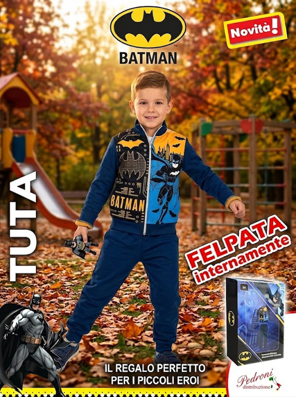 # STOCK # BATMAN Tuta FELPATA 3/8 Anni BT724 BLU