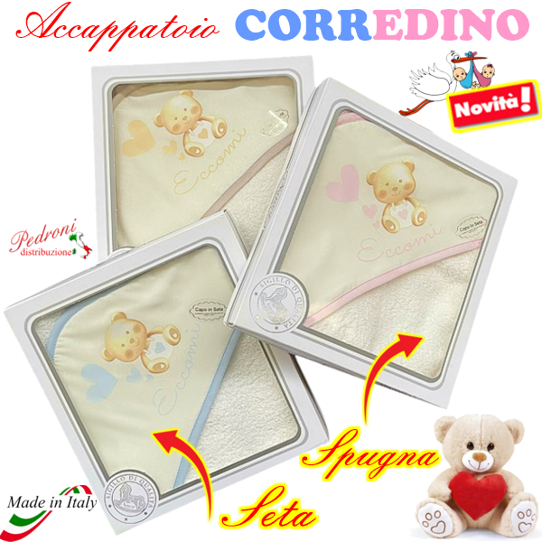 Baby accappatoio TRIANGOLO Spugna + SETA art.499 in 3 colori
