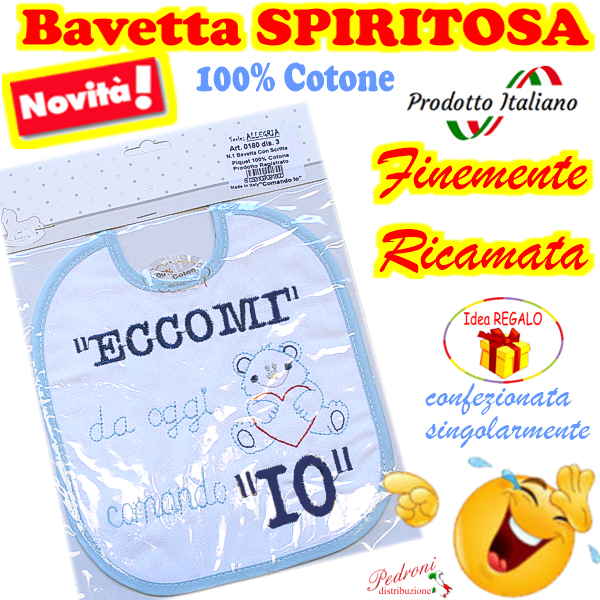 Bavetta in Cotone RICAMATA "SPIRITOSA " 0180 dis.3-Maschio