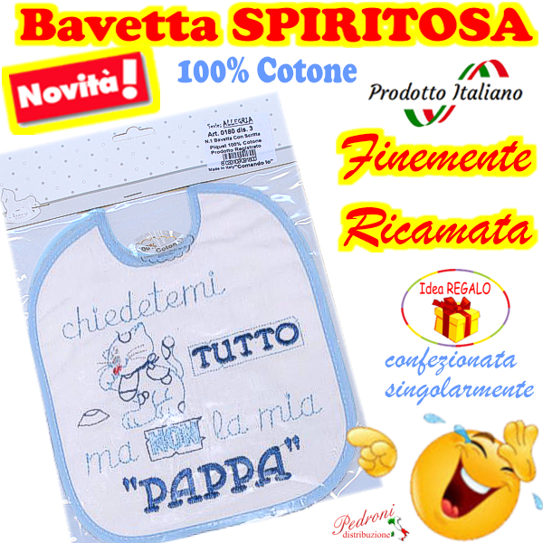 Bavetta in Cotone RICAMATA "SPIRITOSA " 0180 dis.5-Maschio
