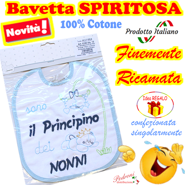 Bavetta in Cotone RICAMATA "SPIRITOSA " 0180 dis.13-Maschio