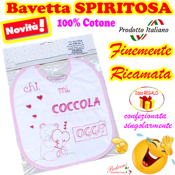 Bavetta in Cotone RICAMATA "SPIRITOSA " 0180 dis.20-Femmina