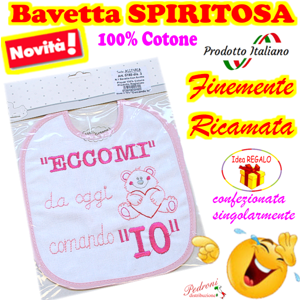 Bavetta in Cotone RICAMATA "SPIRITOSA " 0180 dis.3-Femmina