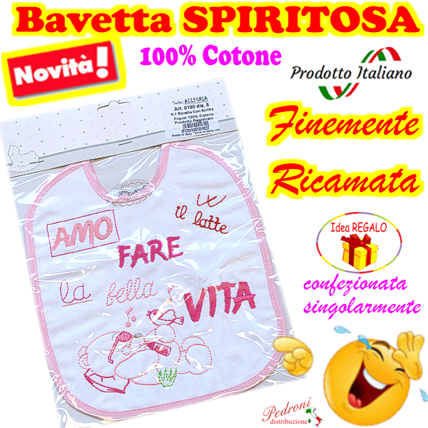 Bavetta in Cotone RICAMATA "SPIRITOSA " 0180 dis.8-Femmina