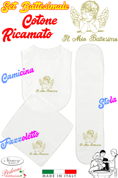 *COMPLETO BATTESIMALE* Set composto da 3 Pezzi art.80 Bianco