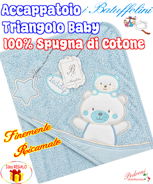 *BATUFFOLINI* Baby accappatoio TRIANGOLO B363/10 Cielo