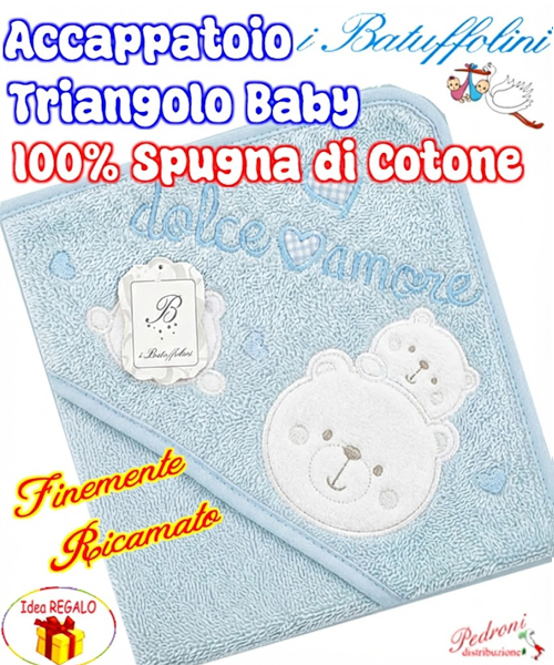 *BATUFFOLINI* Baby accappatoio TRIANGOLO B363/11 Cielo *BATUFFOLINI* Baby accappatoio TRIANGOLO B363/11 Cielo