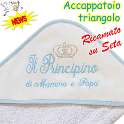 "PRINCIPINO* Accappatoio spugna RICAMATO 490/A Bianco/Cielo
