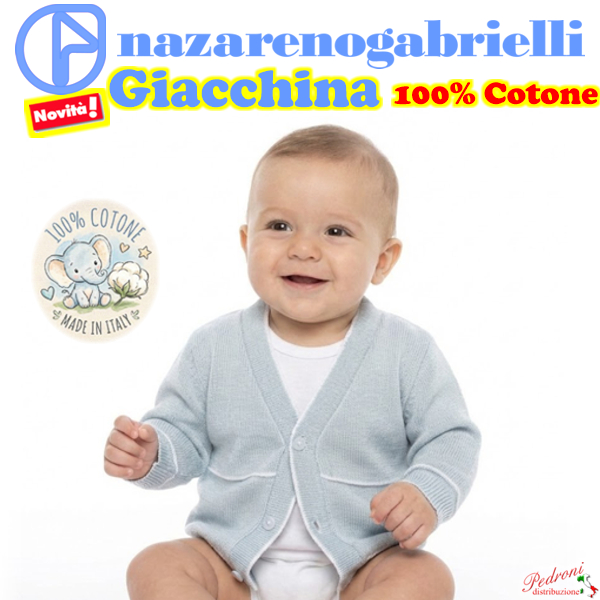 Primavera GIACCHINA COTONE NG744/1 Cielo/Bianco 1-9 Mesi