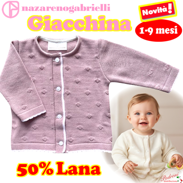 * GIACCHINA * NEONATA Lana NG743/5 R.Antico/Rosa 1-9 Mesi