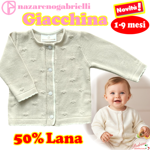 * GIACCHINA * NEONATA Lana NG743/5 Tortora/Panna 1-9 Mesi