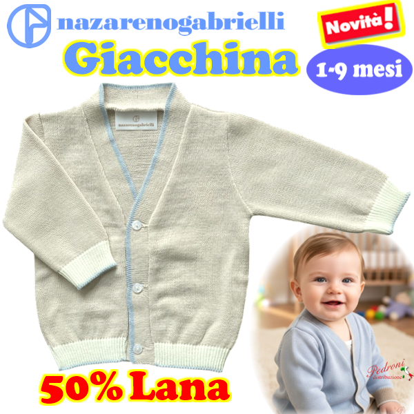 * GIACCHINA * NEONATO Lana NG743/2 Tortora/Panna/C.Scur 1-9 Mesi
