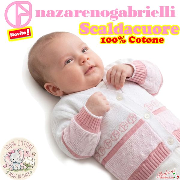 Primavera SCALDACUORE NEONATA Cotone NG751 Bianco/Rosa/Rosa sc