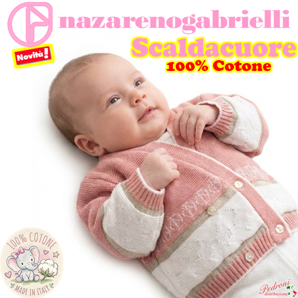 Primavera SCALDACUORE NEONATA Cotone NG751 Rosa sc/Bianco/Grigio Primavera SCALDACUORE NEONATA Cotone NG751 Rosa sc/Bianco/Grigio