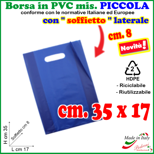 BORSINA in PVC con SOFFIETTO misura 17x35 BLU