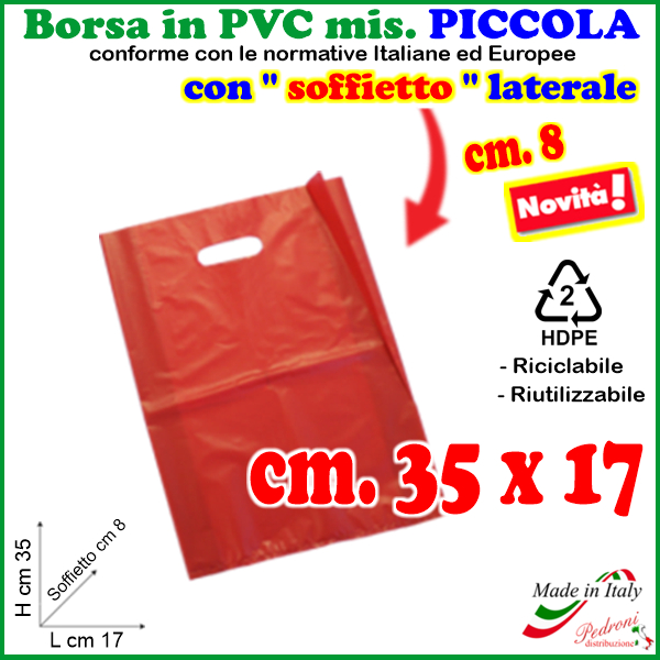 BORSINA in PVC con SOFFIETTO misura 17x35 ROSSO