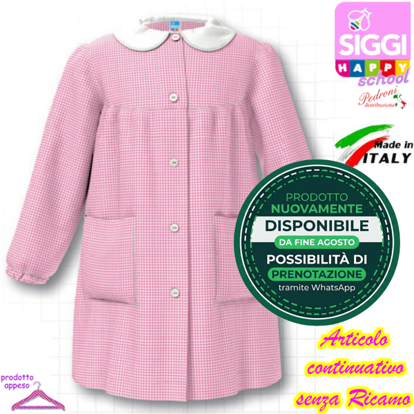 SIGGI Grembiule ASILO bambina 37GR2887 Bianco/Rosa Tg.60 Cm.110