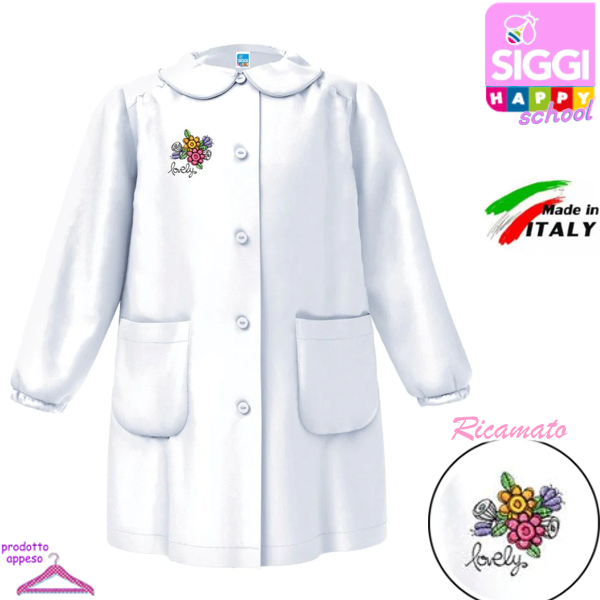 SIGGI Grembiule ASILO bambina 33GR4026 Bianco Tg.45 Cm.92