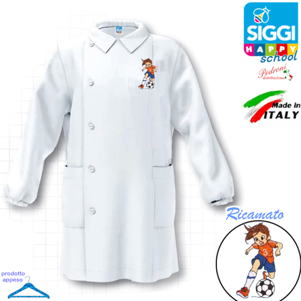 SIGGI Grembiule ASILO bambino 33GR4184 Bianco Tg.45 Cm.92