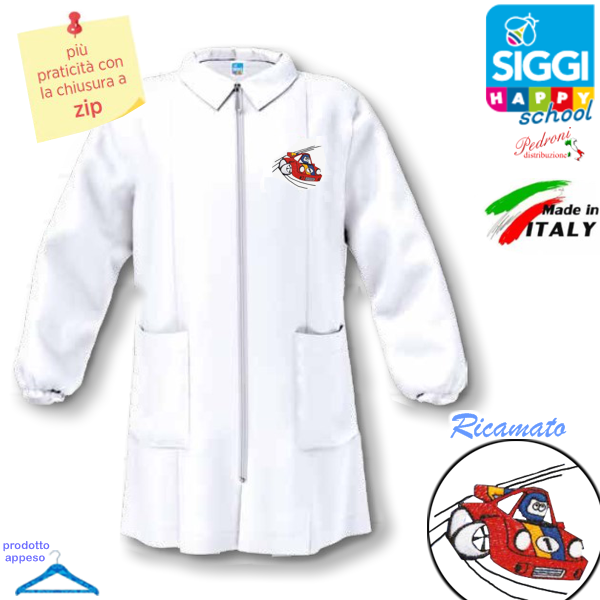 SIGGI Grembiule ASILO bambino 33GR4193 Bianco Tg.65 Cm.116