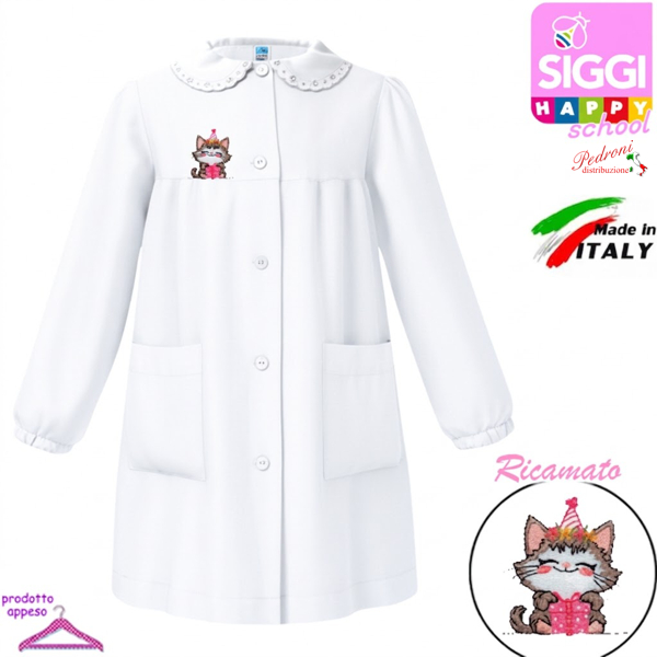 SIGGI Grembiule ASILO bambina 33GR4330 Bianco Tg.60 Cm.110