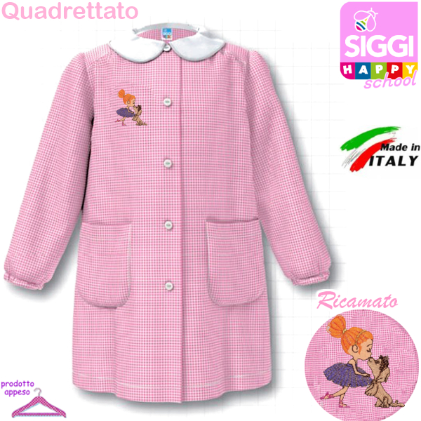 SIGGI Grembiule ASILO bambina 33GR4331 Bianco/Rosa Tg.50 Cm.98
