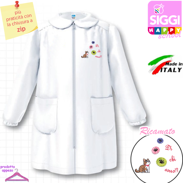 SIGGI Grembiule ASILO bambina 33GR4338 Bianco Tg.60 Cm.110