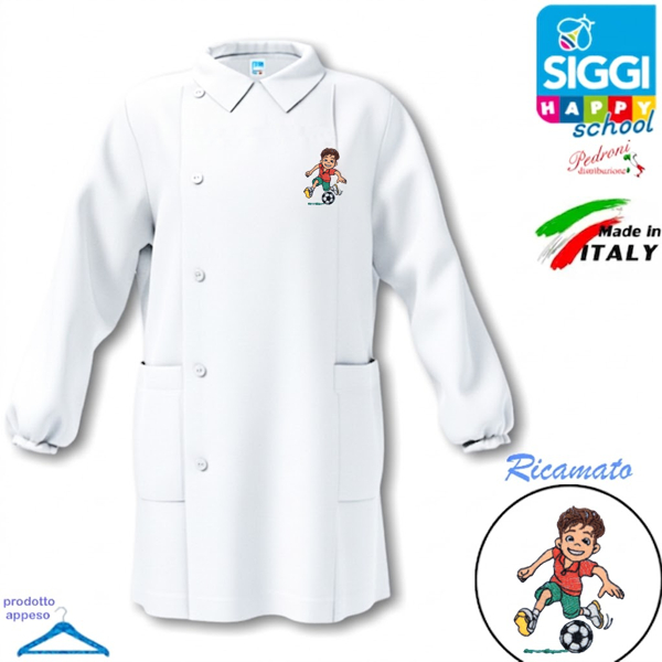 SIGGI Grembiule ASILO bambino 33GR4344 Bianco Tg.60 Cm.110
