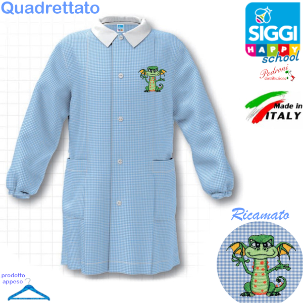 SIGGI Grembiule ASILO bambino 33GR4349 Bianc/Cielo Tg.55 Cm.104