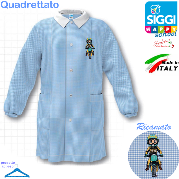 SIGGI Grembiule ASILO bambino 33GR4351 Bianc/Cielo Tg.50 Cm.98