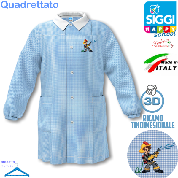 SIGGI Grembiule ASILO bambino 33GR4352 Bianc/Cielo Tg.55 Cm.104