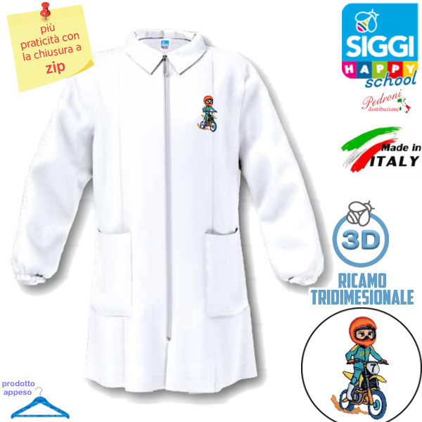 SIGGI Grembiule ASILO bambino 33GR4356 Bianco Tg.55 Cm.104