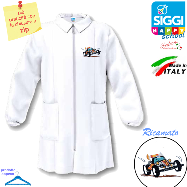 SIGGI Grembiule ASILO bambino 33GR4357 Bianco Tg.50 Cm.98