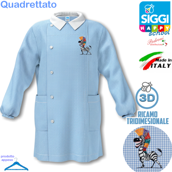 SIGGI Grembiule ASILO bambino 33GR4361 Bianc/Cielo Tg.55 Cm.104